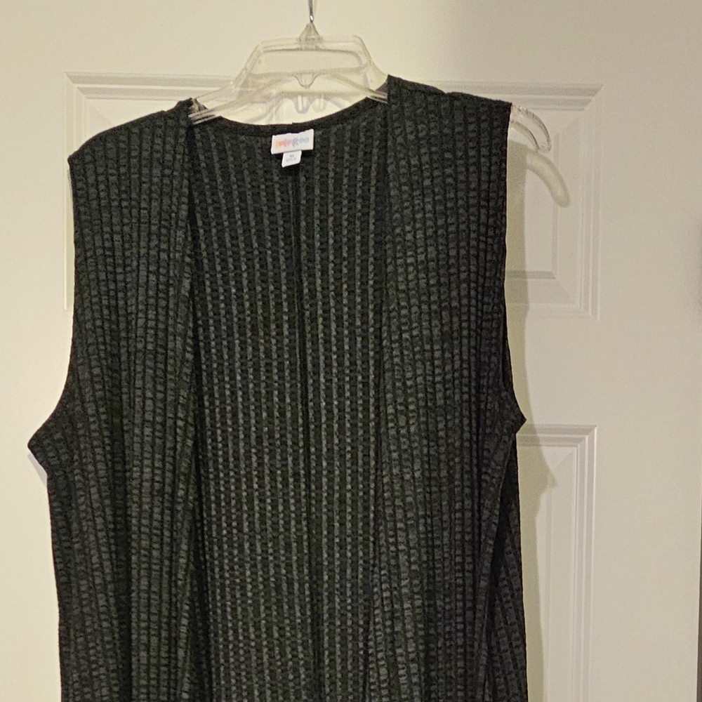 Long Vest LuLaRoe Joy Sleeveless Cardigan Black Textured